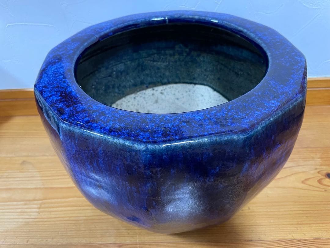 瑠璃色　八角形 火鉢　エコメルカリ便お願い致します