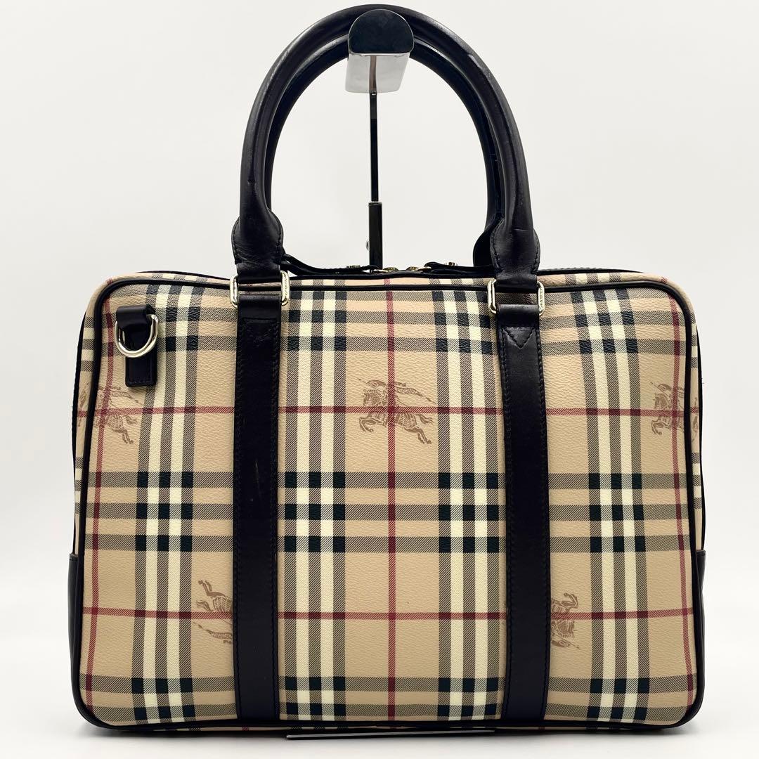 【美品】バーバリー ノバチェック ホースロゴ ビジネスバッグ 2way A4可
