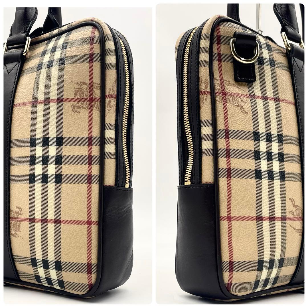 【美品】バーバリー ノバチェック ホースロゴ ビジネスバッグ 2way A4可