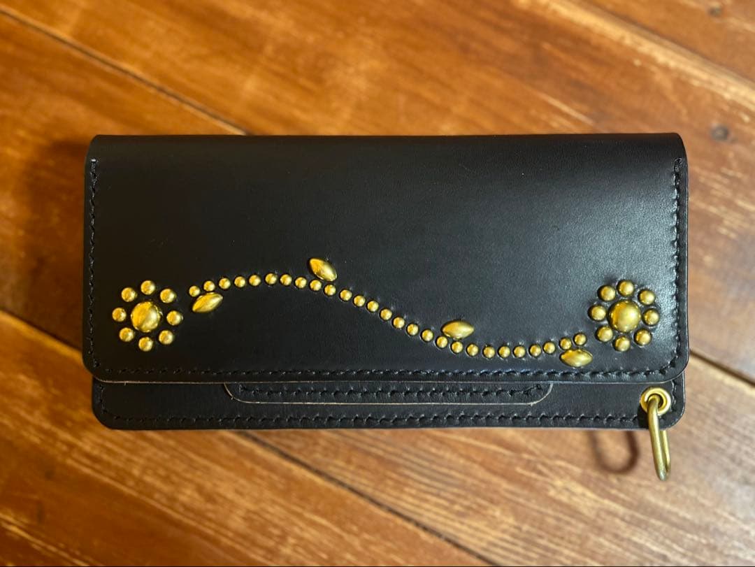トラッカーウォレット TW-05 フラワースタッズカスタム 真鍮 茶芯