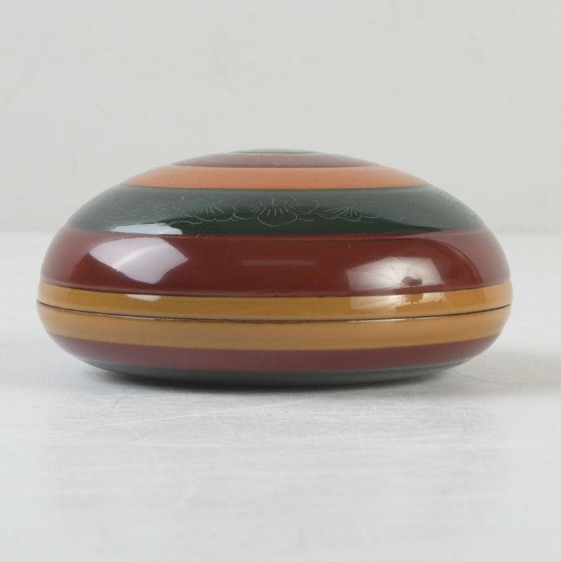 茶道具　山中塗　道場宗廣作　玄々斎好　独楽塗香合　共箱　V　9539