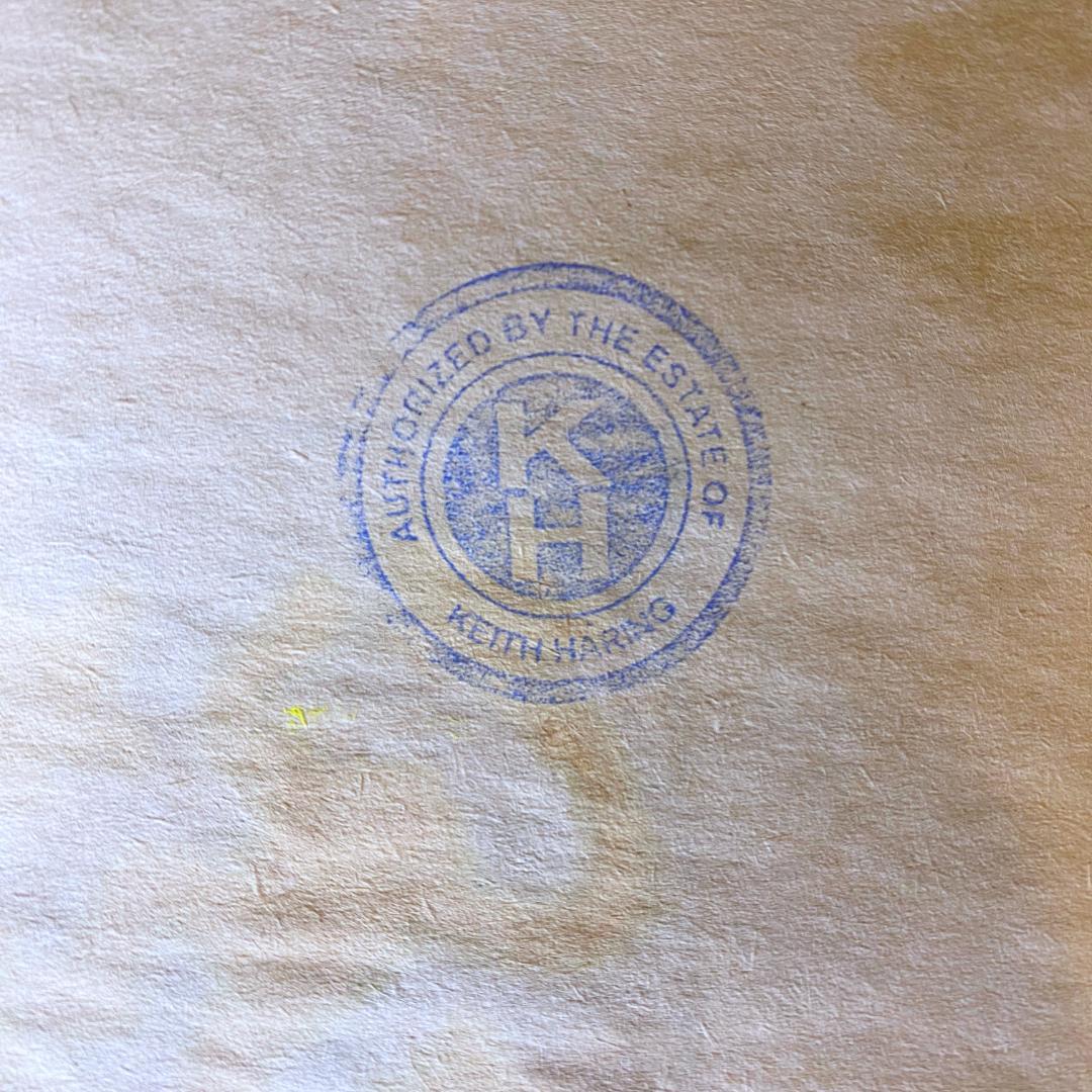 【模写】キース・ヘリング ドローイング 水彩 手描き サイン・スタンプ入 額装済