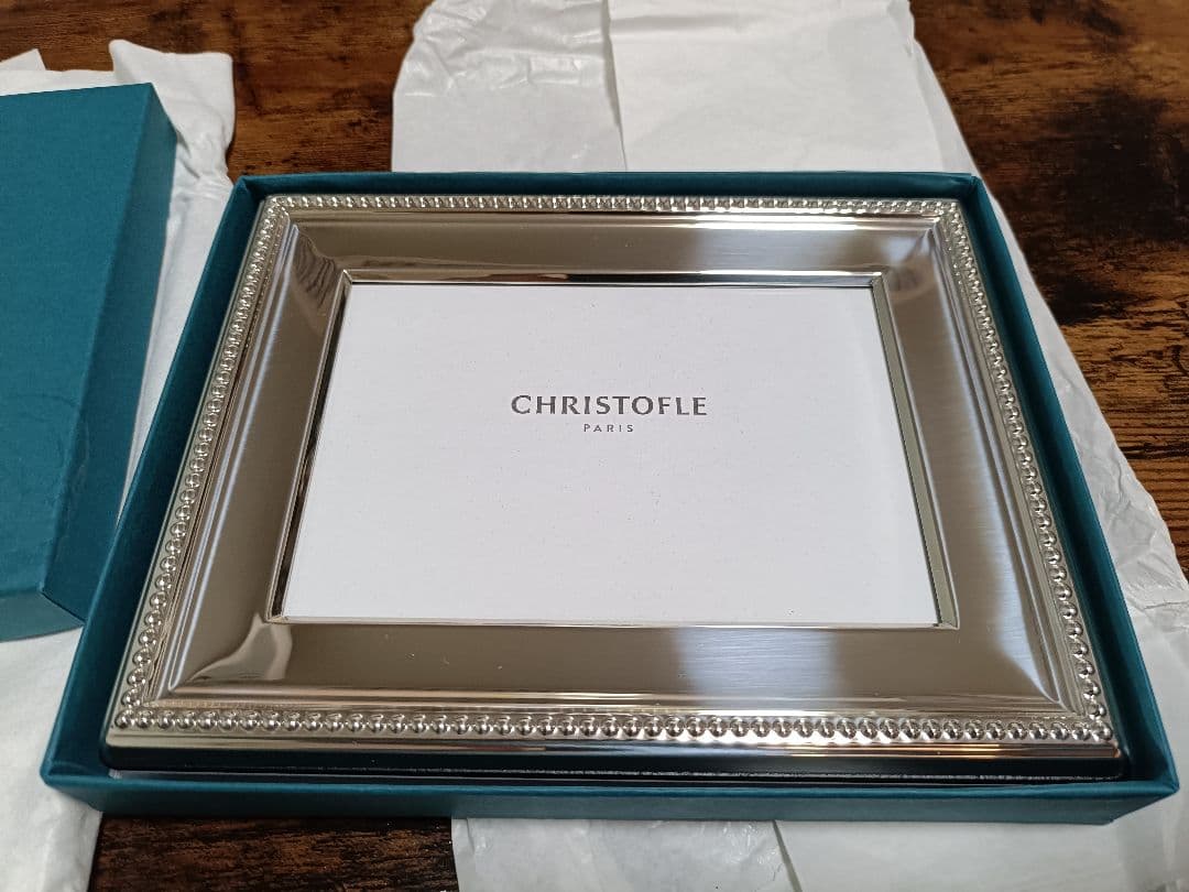 値下げ❗️新品未使用　Christofle フォトフレーム シルバー　パール