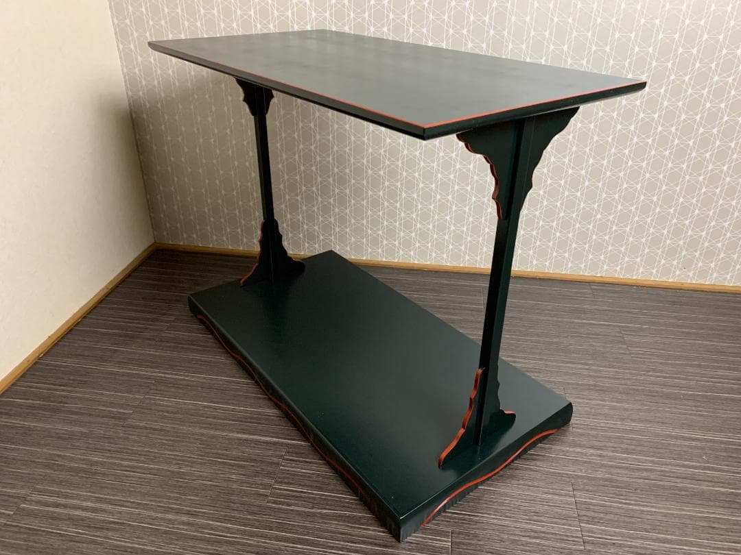 塗師 幸斉作 宗旦好写 青漆爪紅 及台子 組立式 棚物 茶道具 紙箱入 773