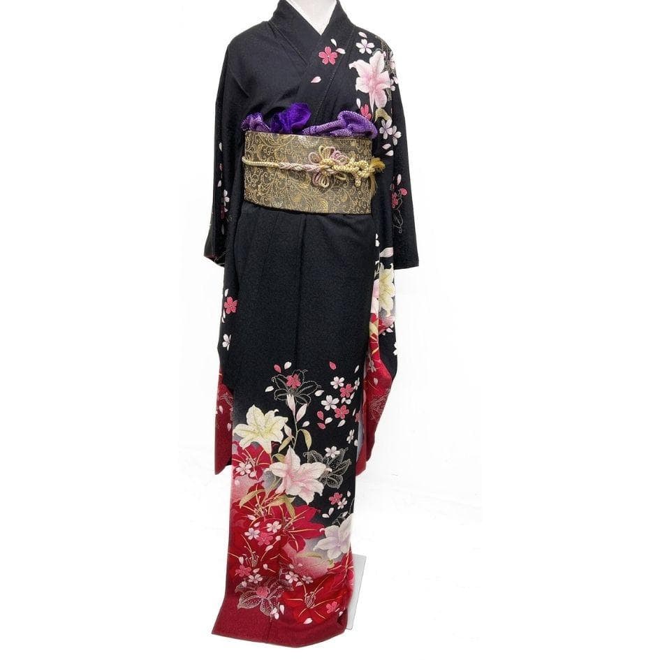 刺繍　百合　花吹雪　振袖　晴れの日　成人式　卒業式　着物　012a p