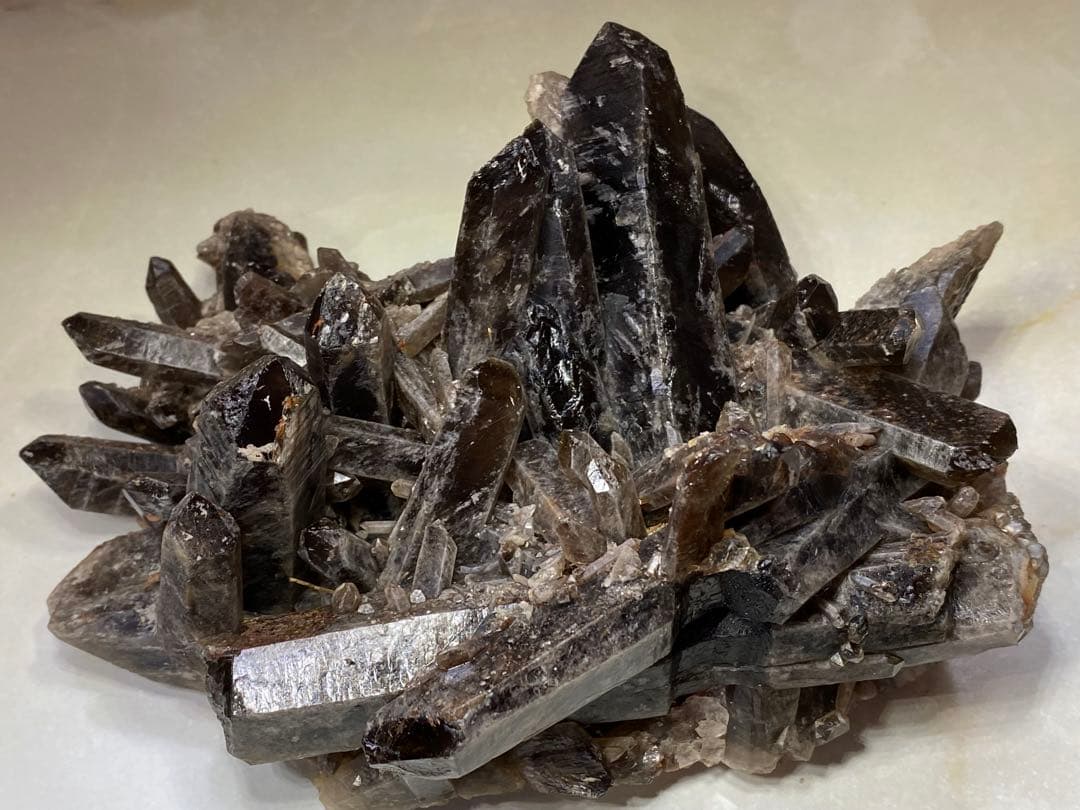 T1030-29ブラジル産水晶結晶モリオンスモーキークォーツ原石クラスター黒水晶