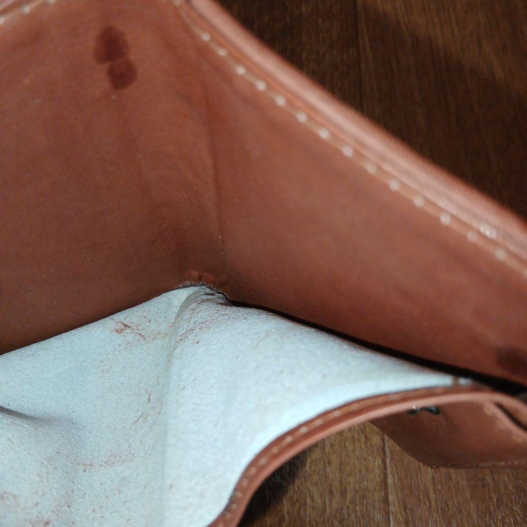 【レア】アルマジロ革 レザー 皮 二つ折り財布 がま口 金色 茶色 クリーム色