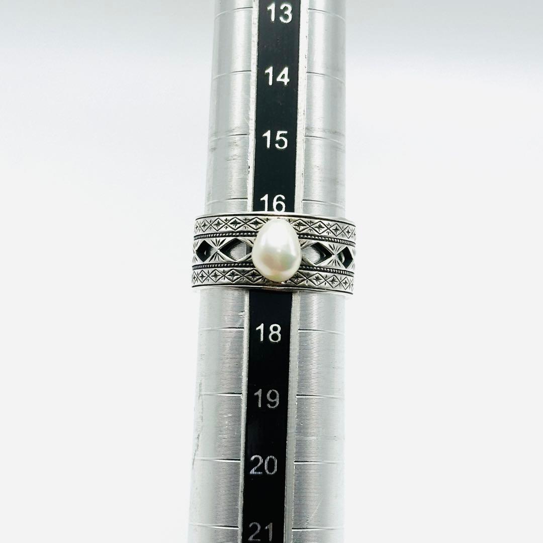 現行品　agete 35th コレクション　シルバーパールリング　ワイド　17号