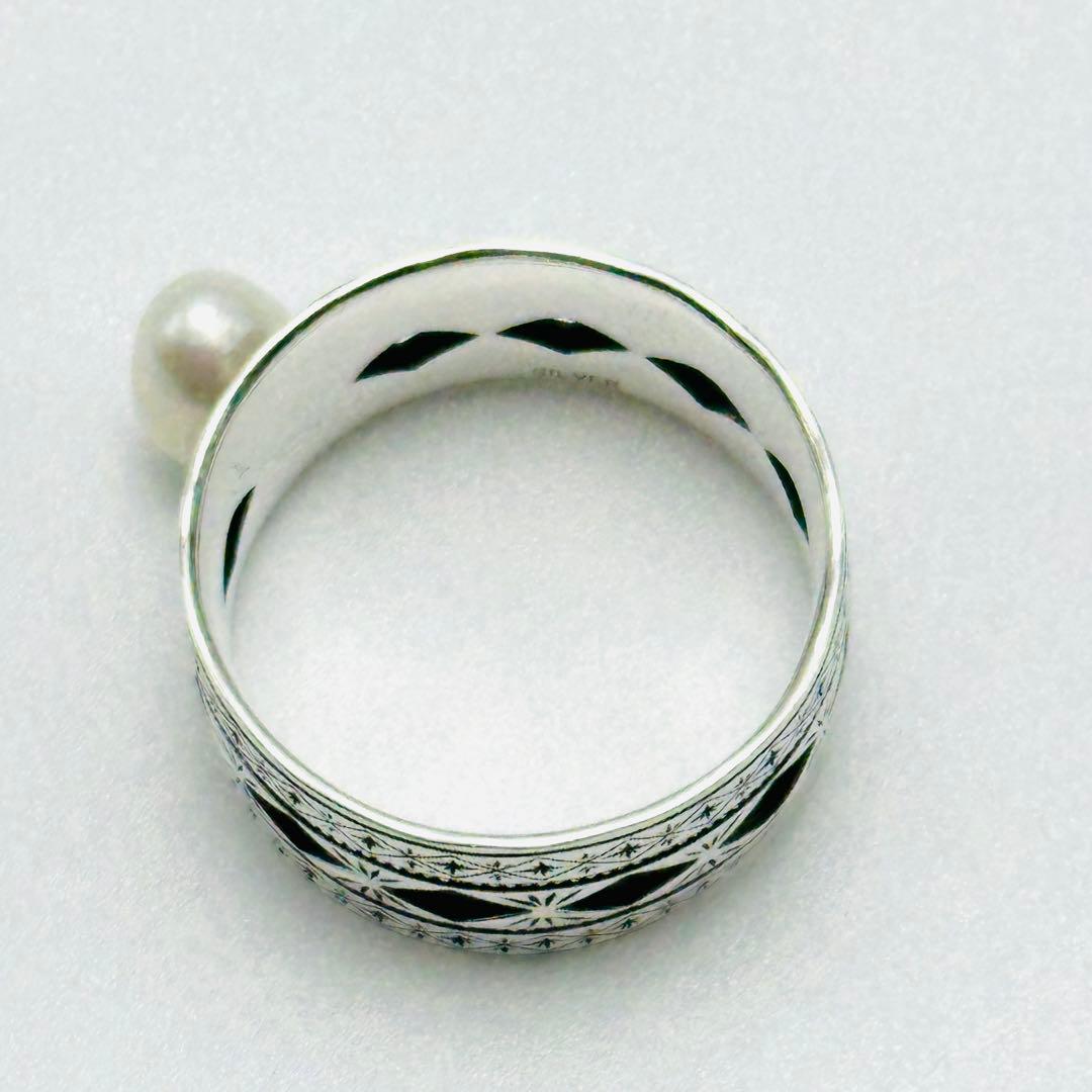 現行品　agete 35th コレクション　シルバーパールリング　ワイド　17号