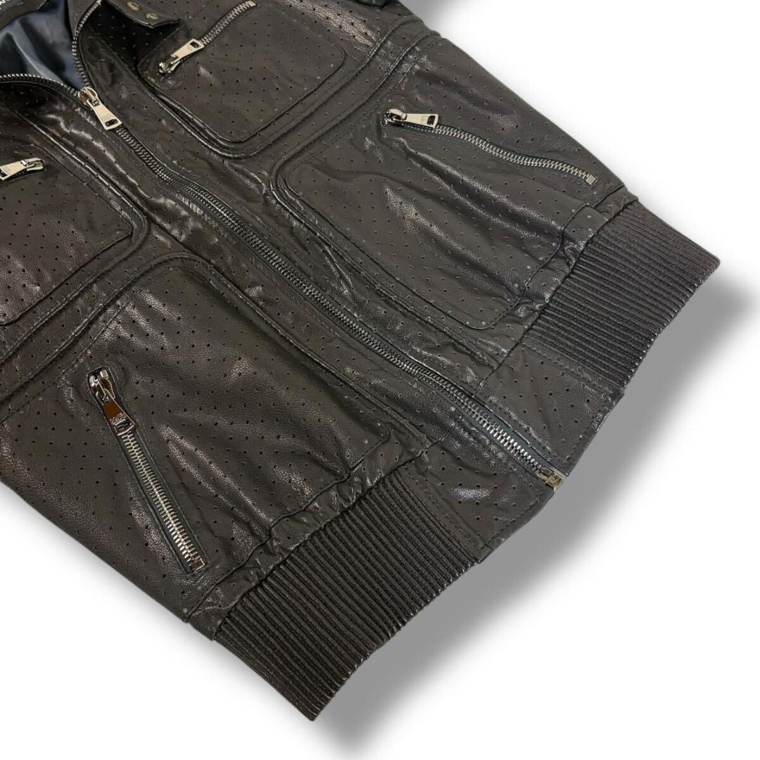 【美品】DOLCE&GABBANA ロー レザー ジャケット 52 イタリア製