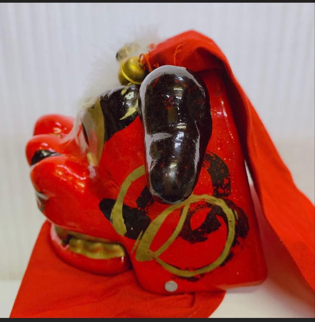 希少 手獅子 日本舞踊 小道具 獅子舞 赤獅子 舞手獅子 獅子頭 縁起物 魔除け