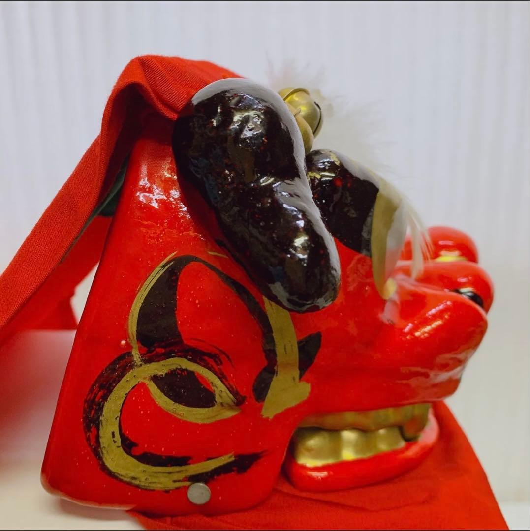 希少 手獅子 日本舞踊 小道具 獅子舞 赤獅子 舞手獅子 獅子頭 縁起物 魔除け