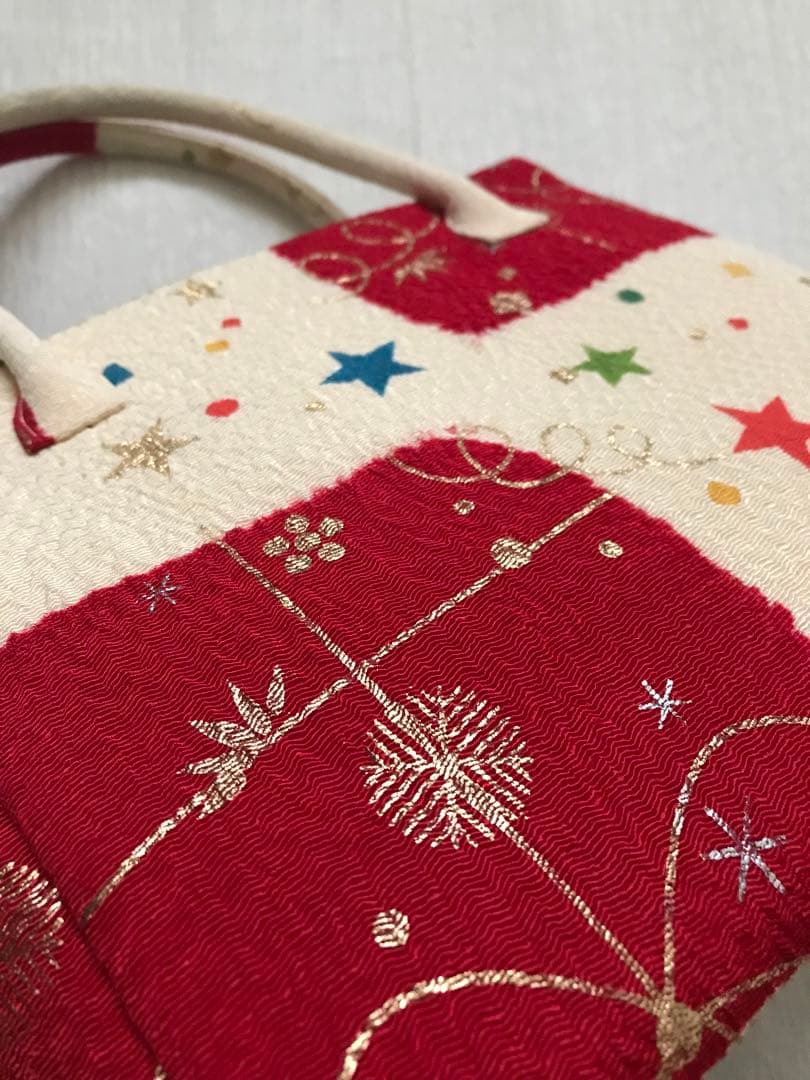 おまとめです。クリスマスに！金彩が美しい手染めの和装バッグ　きねや