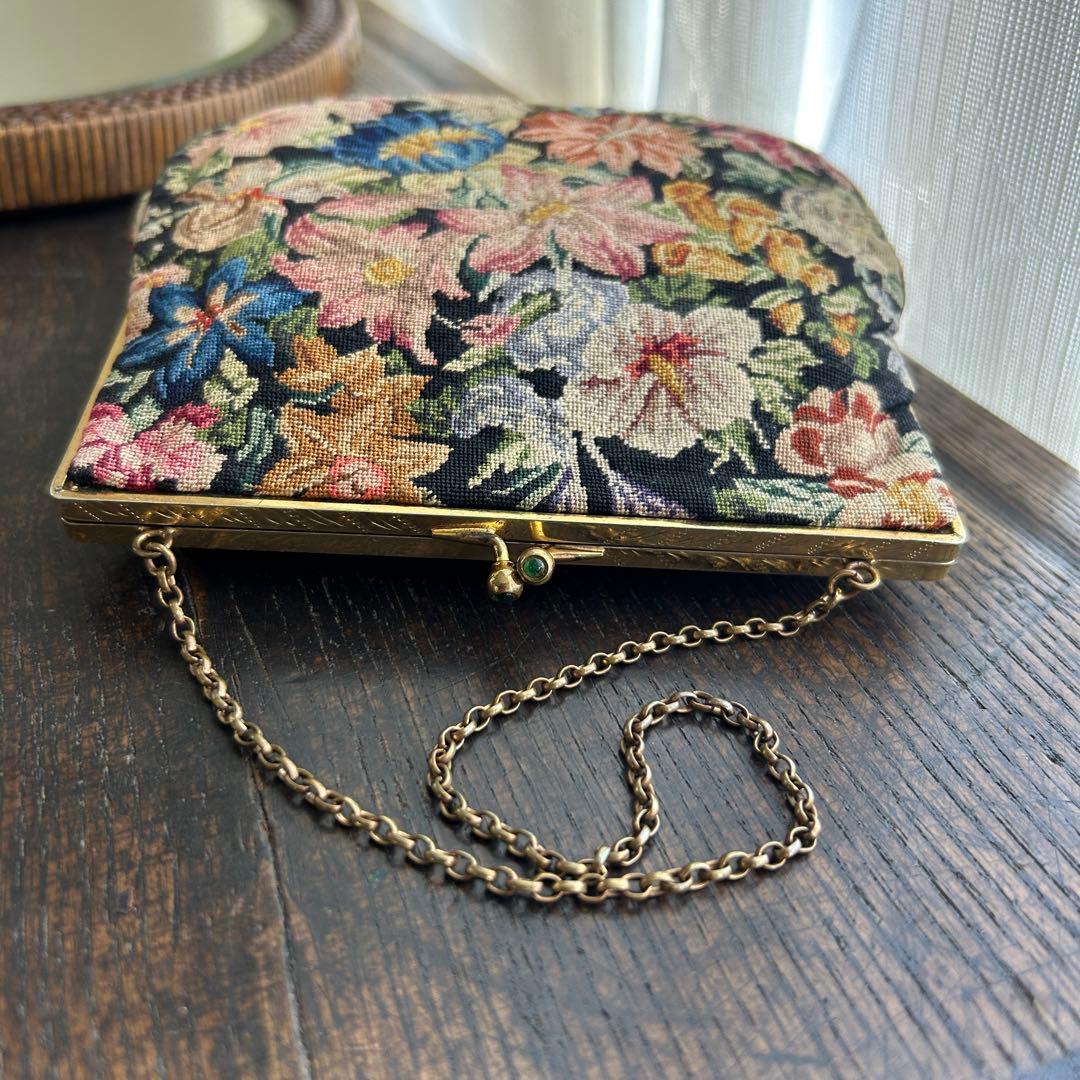 欧州アンティーク　繊細ゴブランの小さなバッグ