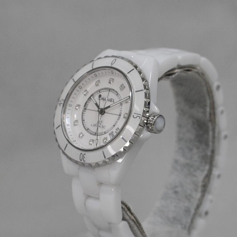 ラ*ム様 シャネル　Ｊ１２　ホワイトセラミック　１２Pダイヤ　３８ｍｍ　自動巻