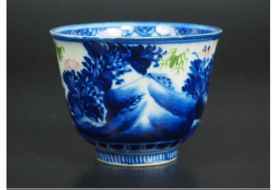 送料無料　幕末～明治『角富』銘　煎茶碗5客　希少　茶道具