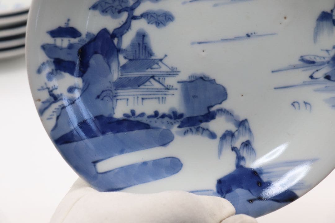 染付　山水紋中皿6点　送料込み0425