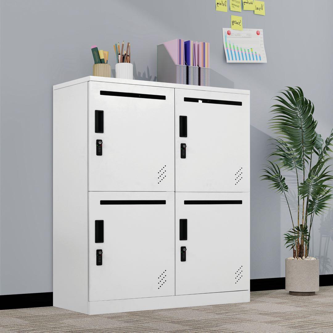 【新品】4人用スチールロッカー 2段 通気性抜群 簡単組立