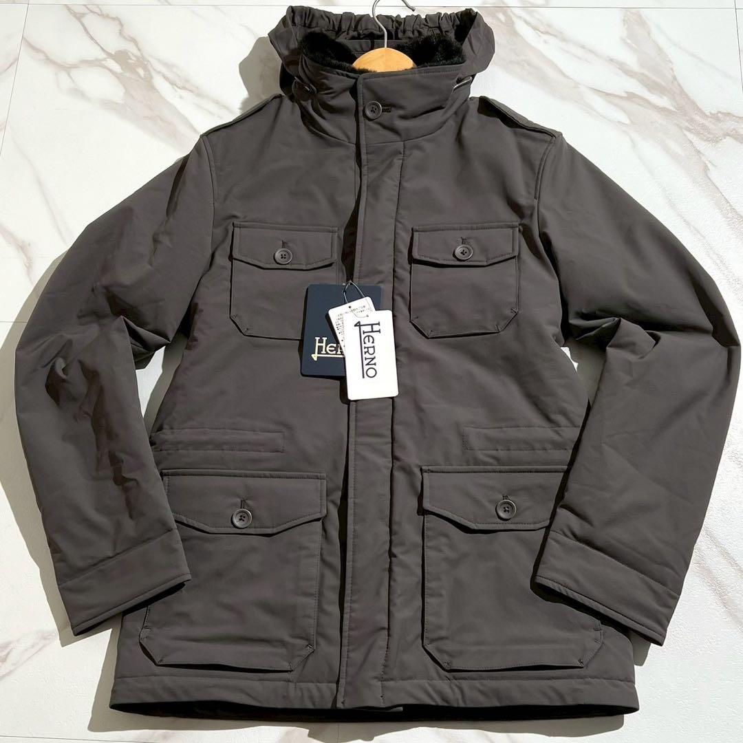 新品未使用タグ付き 24AW ヘルノ M-65型ブルゾン 中綿入り内側エコファー