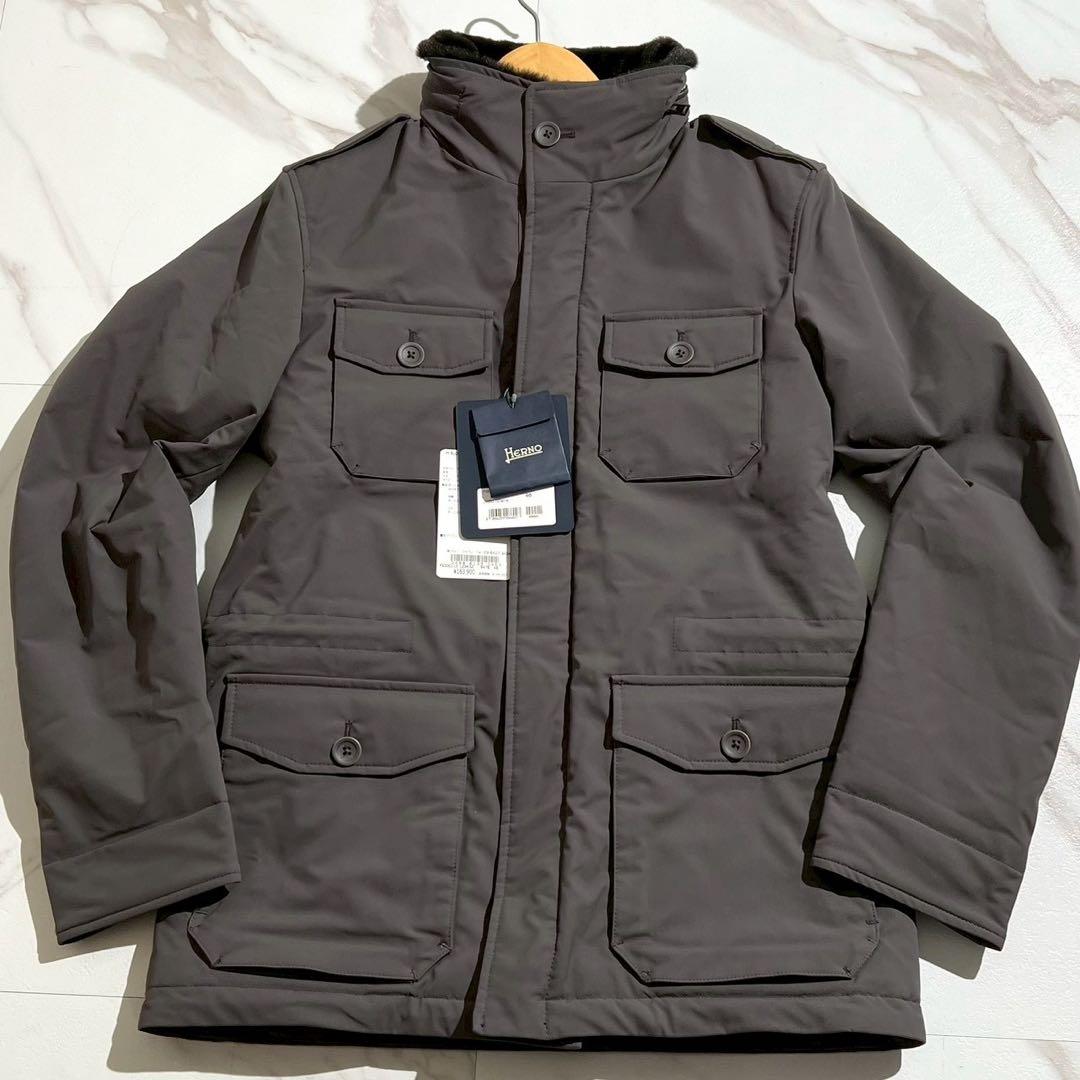 新品未使用タグ付き 24AW ヘルノ M-65型ブルゾン 中綿入り内側エコファー