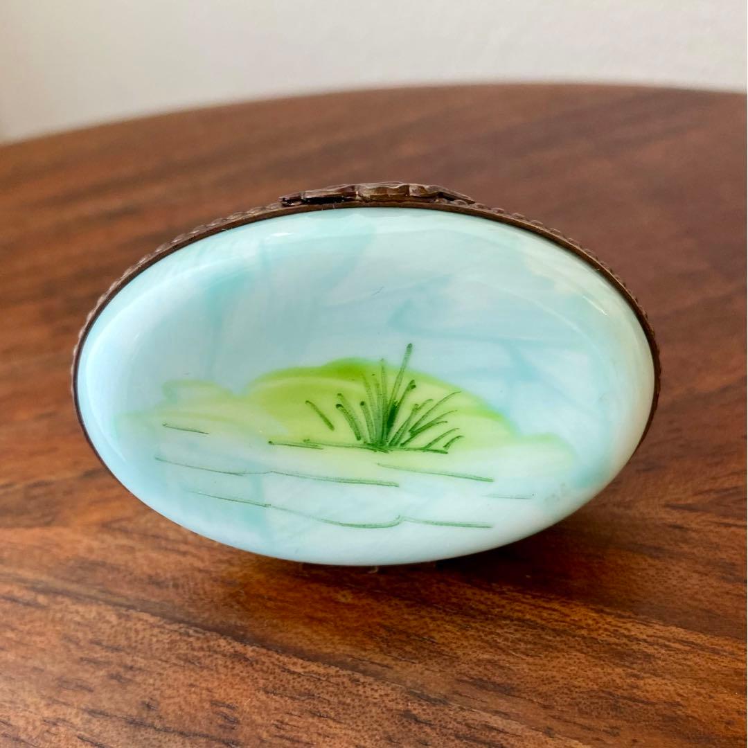 フランス ヴィンテージ リモージュ 手描 鴨 フィギュリン 小物入 ピルケース