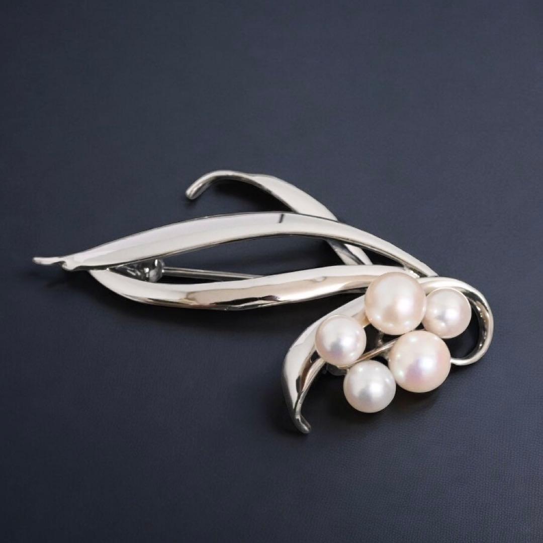 【未使用保管品】ミキモト　アコヤ　パール　シルバー　ブローチ　コサージュ　本真珠