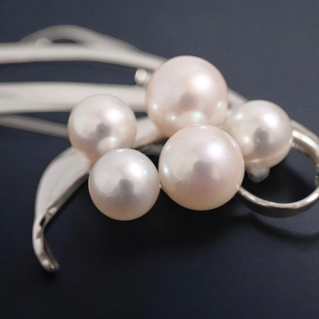 【未使用保管品】ミキモト　アコヤ　パール　シルバー　ブローチ　コサージュ　本真珠