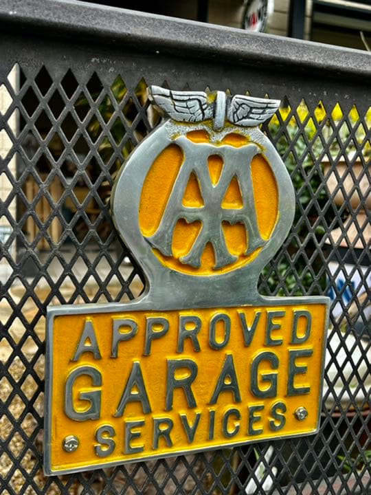 希少！ヴィンテージAA看板アルミ製、GARAGEサイン英国ロードサービス看板