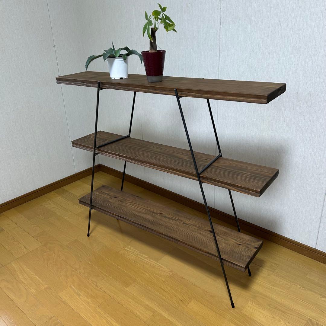 カフェ板3段シェルフ　アイアン家具　キッチン家具　オシャレ　ミニマル