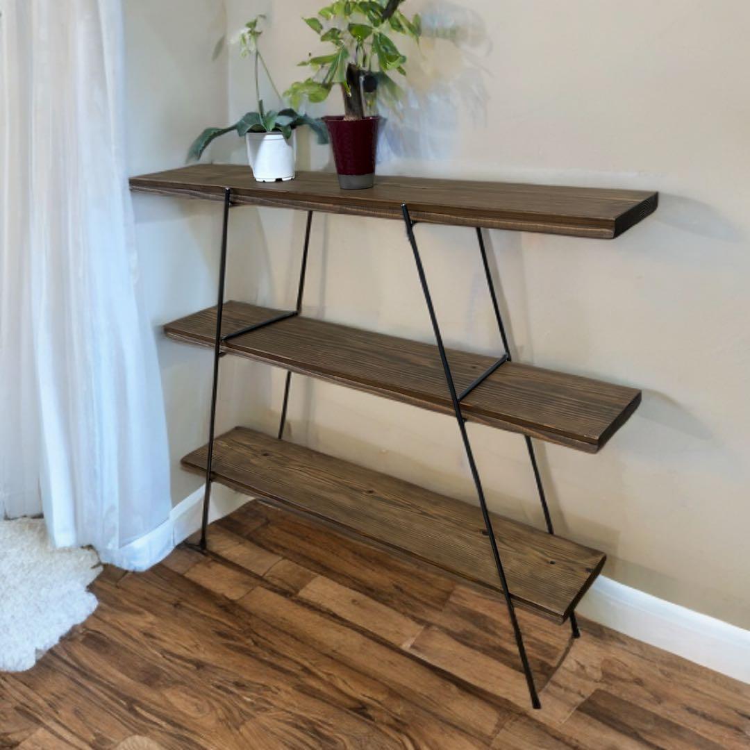 カフェ板3段シェルフ　アイアン家具　キッチン家具　オシャレ　ミニマル