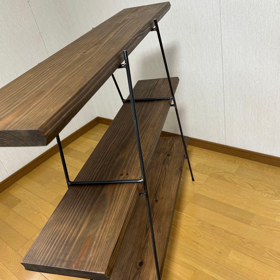 カフェ板3段シェルフ　アイアン家具　キッチン家具　オシャレ　ミニマル