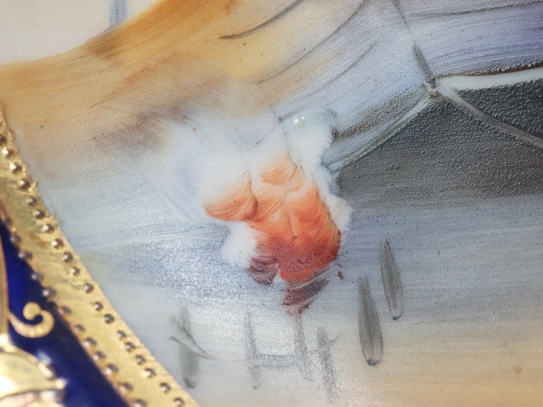 オールドノリタケ 金盛上砂漠風景 ハンドルボウル 手付鉢 飾り鉢