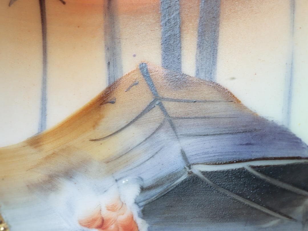 オールドノリタケ 金盛上砂漠風景 ハンドルボウル 手付鉢 飾り鉢