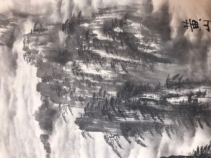 中国 近代画家 郭傳璋の山水図掛軸　肉筆保証　本物真作