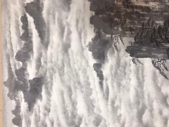 中国 近代画家 郭傳璋の山水図掛軸　肉筆保証　本物真作