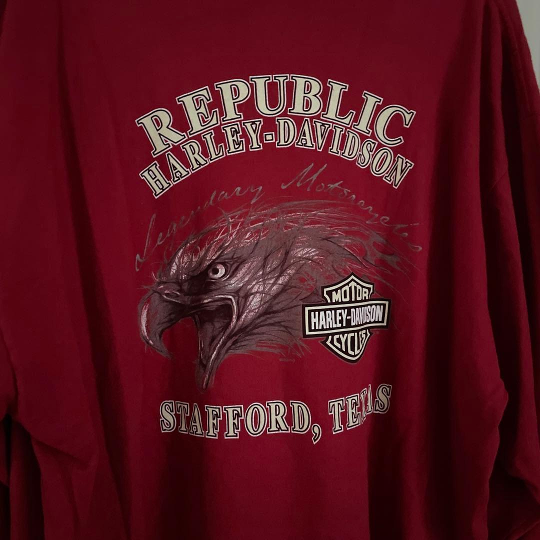 HARLEY-DAVIDSON 赤 長袖 Tシャツ　ハーレーダビッドソン ロンT