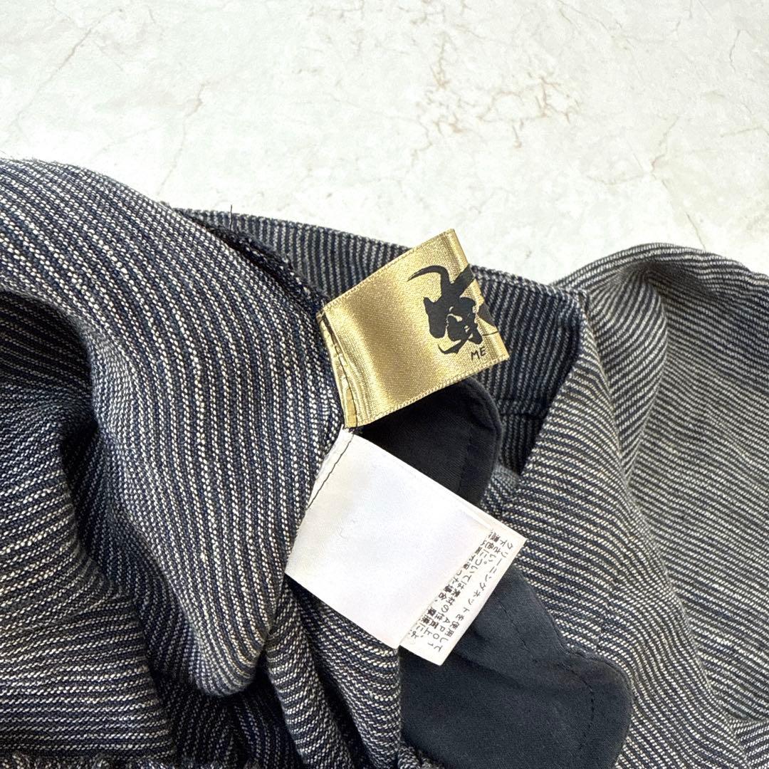 芽風　センソユニコ　サルエルパンツ　リネン　日本製　ストライプ　38サイズ