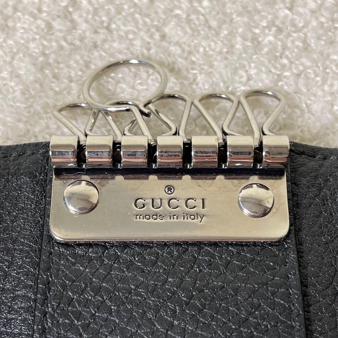 新品未使用　現行　GUCCI キーケース　キーリング　6連　レザー　箱保存袋付き