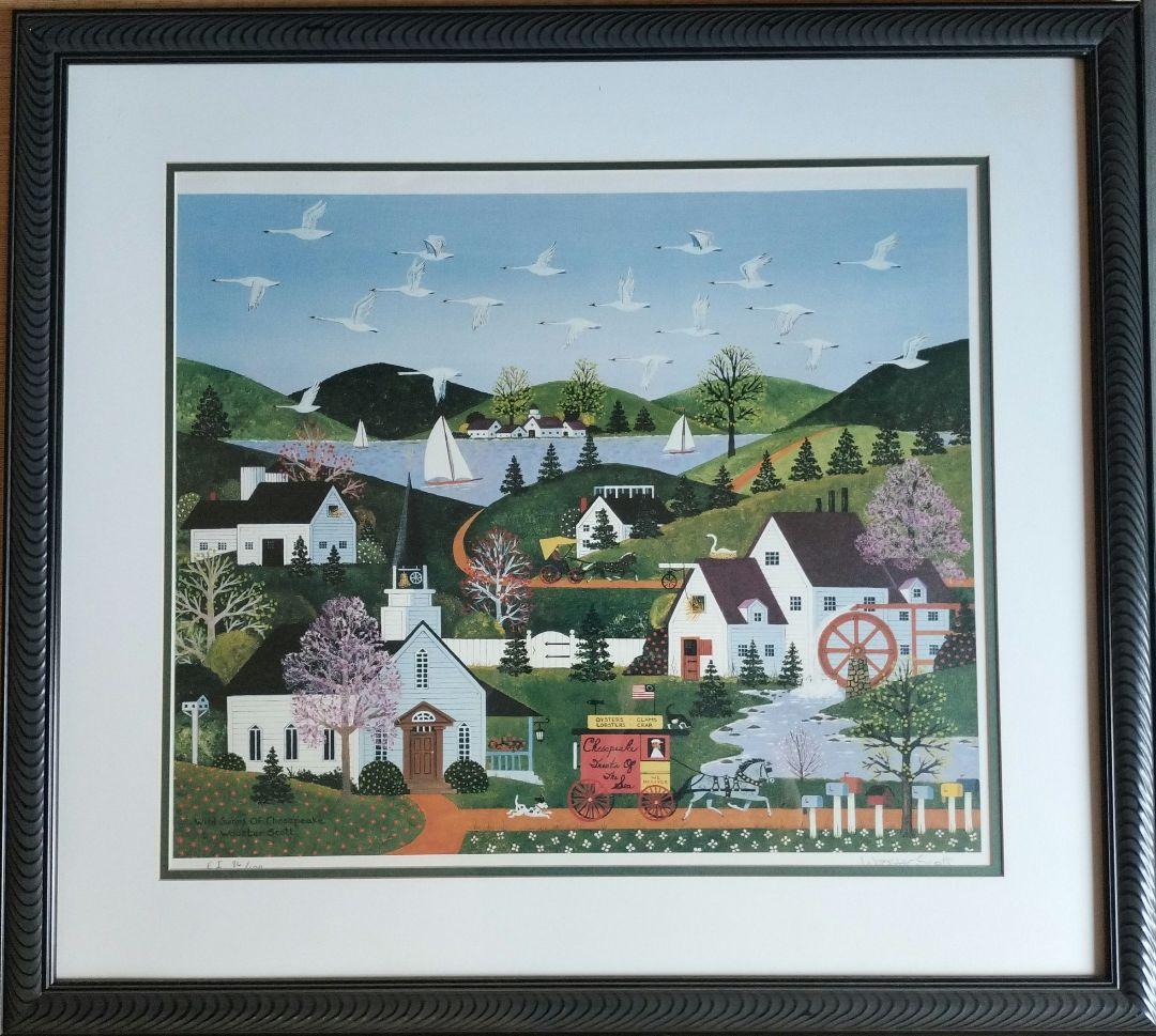 Jane Wooster Scott リトグラフ「チェサピークの野生の白鳥」