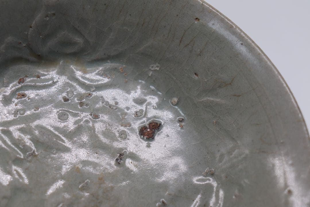 高麗青磁　印花盤　13世紀　アンティーク　送料込み1225