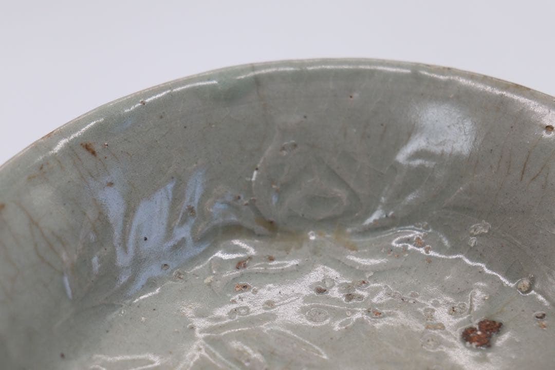 高麗青磁　印花盤　13世紀　アンティーク　送料込み1225