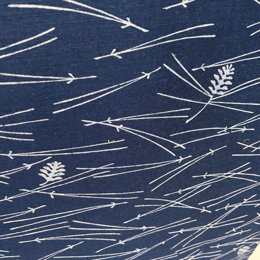 D56 訪問着 紬 吹き寄せ文 藍色 正絹 着物 袷 しつけ糸付き未使用極美品