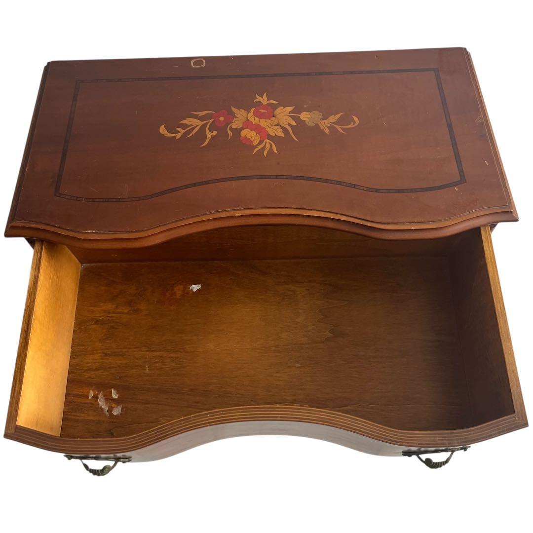 ✨イタリア製 アンティーク調 象嵌 3段コンソールチェスト 猫脚 洋箪笥 収納✨