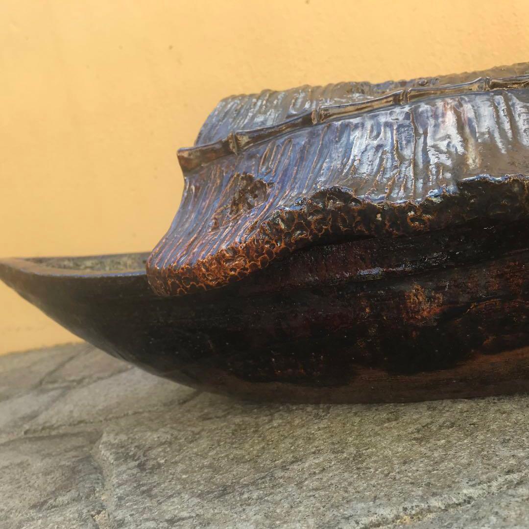 大樋焼　船型水盤　茶道具　茶室