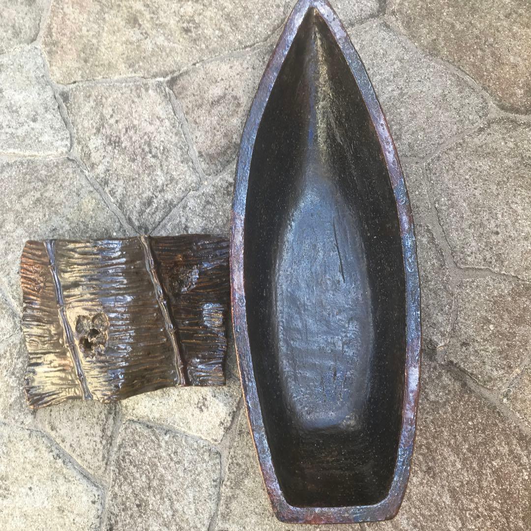 大樋焼　船型水盤　茶道具　茶室