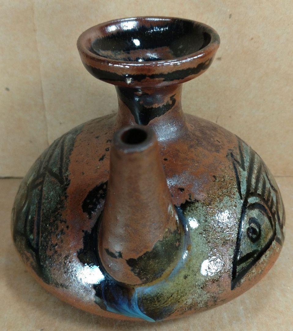 【本物保証】金城次郎 壷屋焼 カラカラ(魚2匹）共箱 栞 人間国宝 やちむん