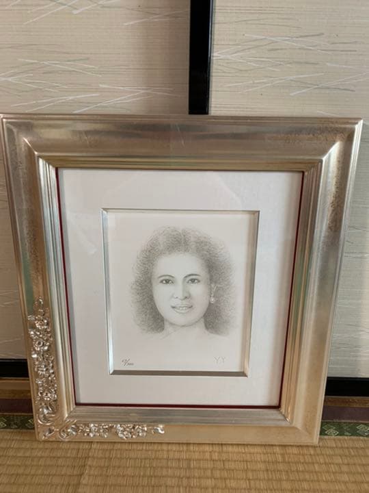 八島義郎　「微笑」　リトグラフ