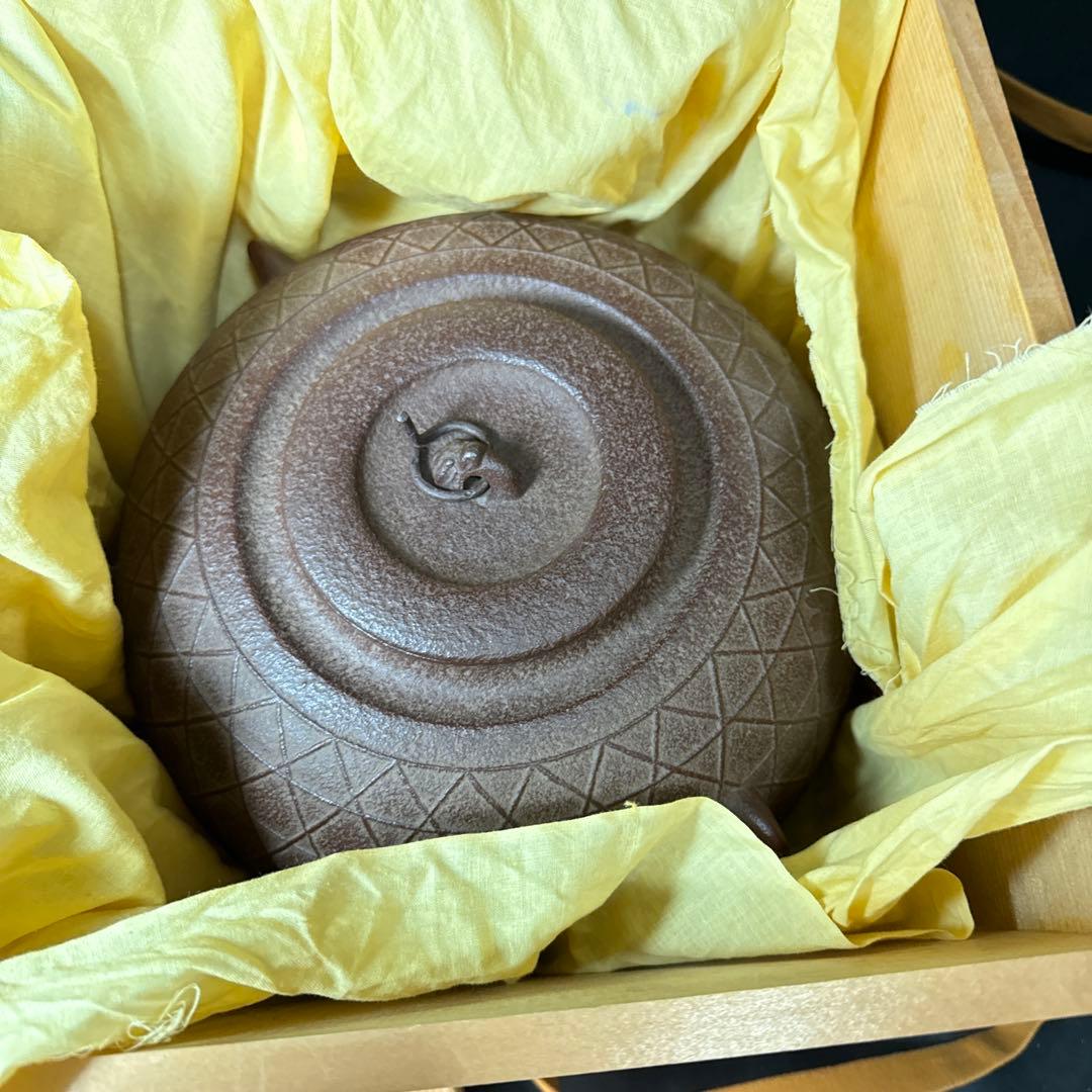 Ｆ18 送料無料　茶釜　平丸釜　桜　在銘　茶道　共箱　釜鐶　茶道具　佐藤浄清