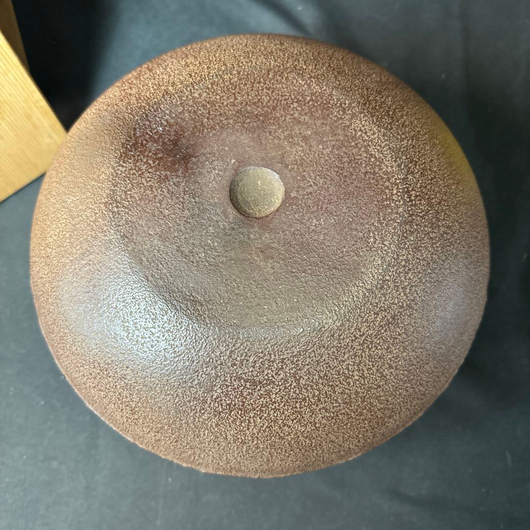 Ｆ18 送料無料　茶釜　平丸釜　桜　在銘　茶道　共箱　釜鐶　茶道具　佐藤浄清