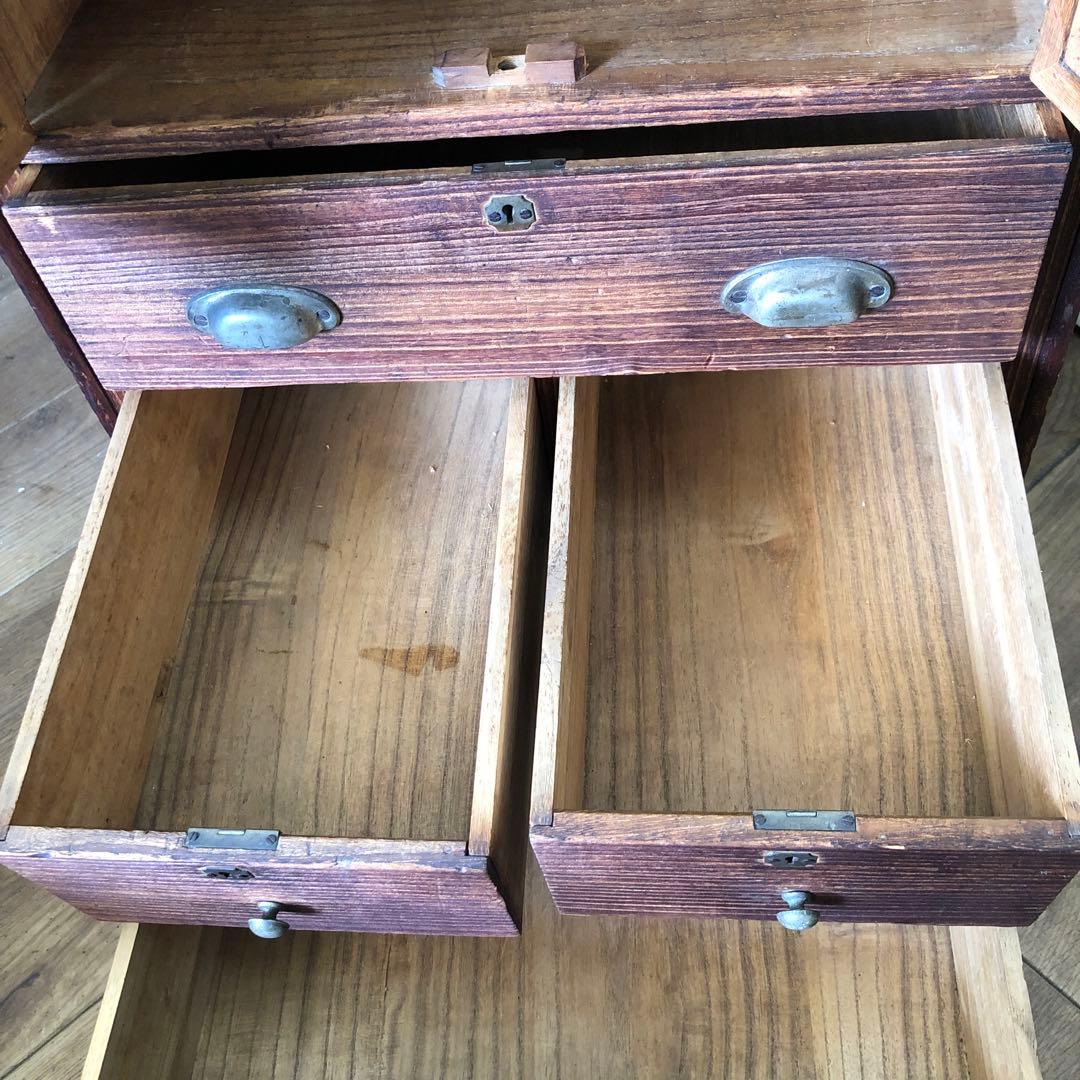 レトロ　アンティーク　木製引き出し付き収納　箪笥